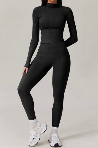 Mock Neck Crop Top & Legging Two Piece Set