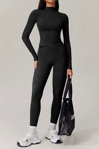 Mock Neck Crop Top & Legging Two Piece Set