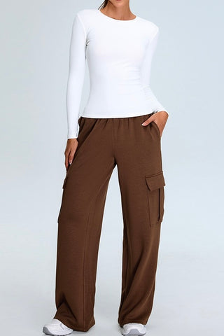 Round Neck Long Sleeve Top & Cargo Pant Two Piece Set