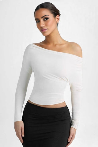 One Shoulder Ruched Crop Top