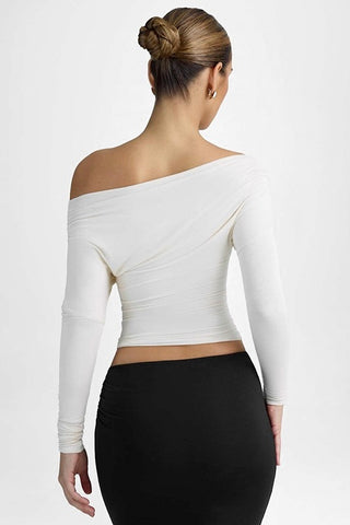 One Shoulder Ruched Crop Top