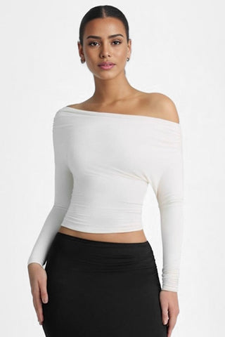 One Shoulder Ruched Crop Top