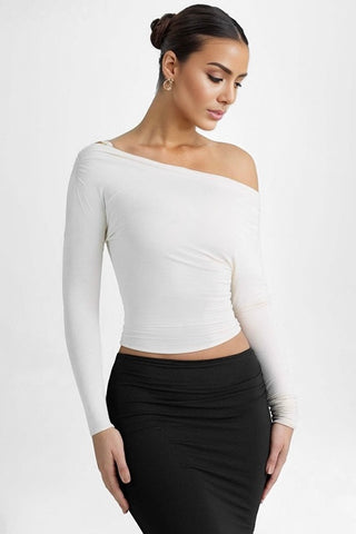 One Shoulder Ruched Crop Top