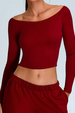 Ribbed Off Shoulder Crop Top