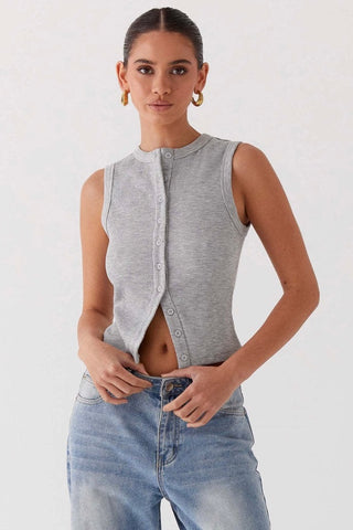 Ribbed Button Down Tank Top