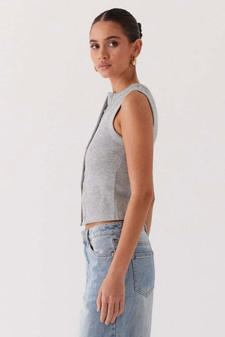 Ribbed Button Down Tank Top