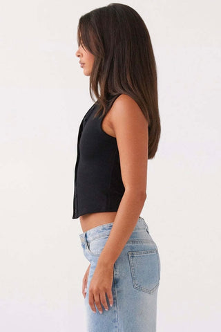 Ribbed Button Down Tank Top