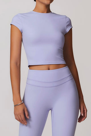 Mock Neck Cap Sleeve Crop Top