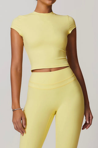 Mock Neck Cap Sleeve Crop Top