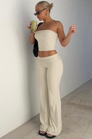 Crop Tube Top & Flare Legging Two Piece Set