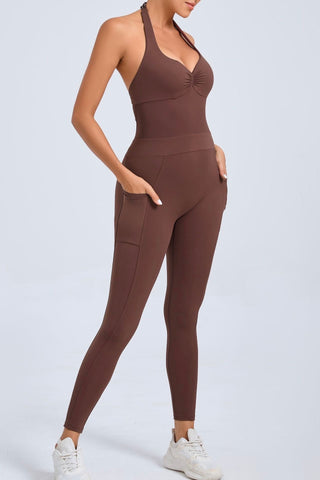 Halter Neck Cutout Openback Jumpsuit