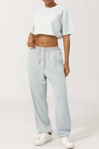 High Rise Drawstring Cuff Pant