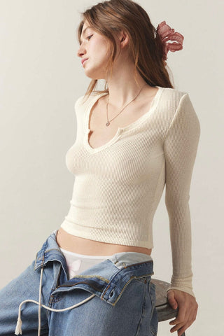 Ribbed Scoop Slim-Fit Top