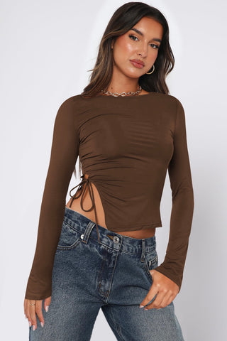 Drawstring Side Split Top