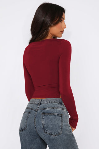 Drawstring Side Split Top