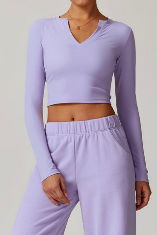 Long Sleeve V-Neck Crop Top