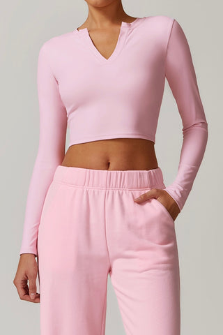 Long Sleeve V-Neck Crop Top