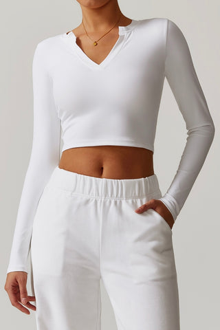 Long Sleeve V-Neck Crop Top