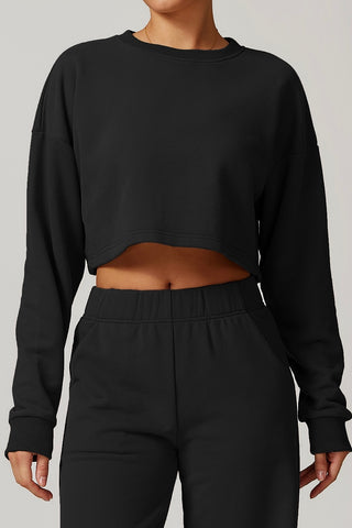 Crossover Back Long Sleeve Crop Top