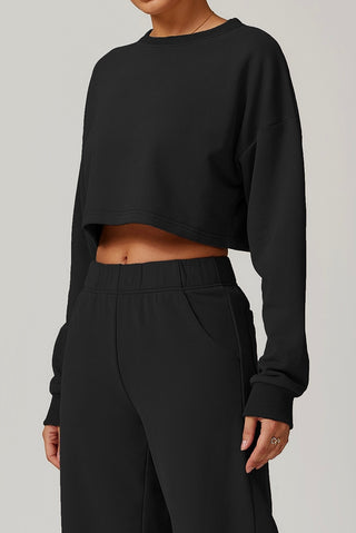 Crossover Back Long Sleeve Crop Top