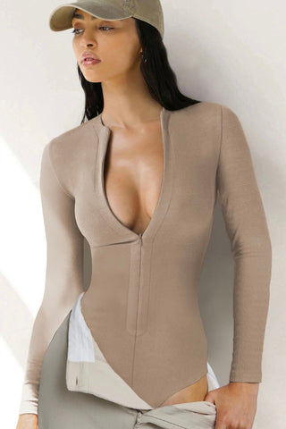 Zip Up Long Sleeve Bodysuit