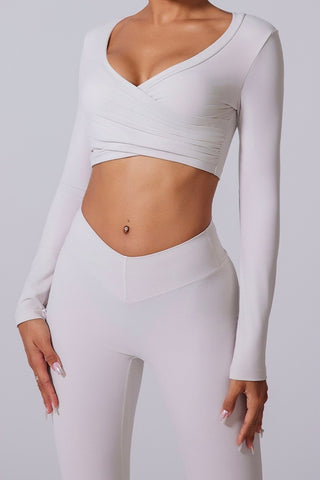 Scoop Neck Crossover Hem Crop Top