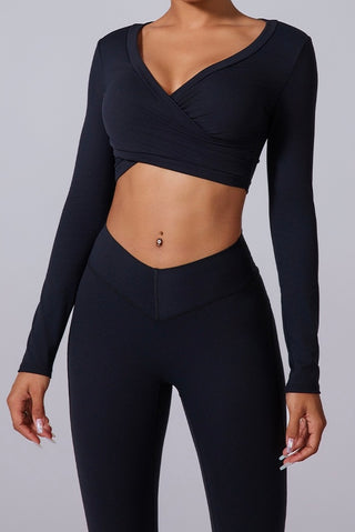 Scoop Neck Crossover Hem Crop Top