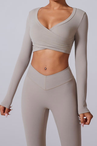 Scoop Neck Crossover Hem Crop Top