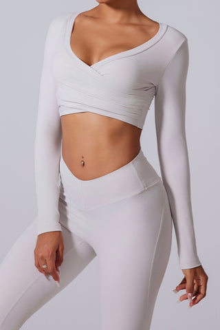 Scoop Neck Crossover Hem Crop Top