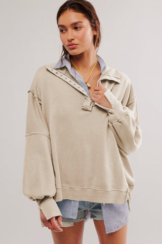 Collared Bishop Neckline Oversized Top