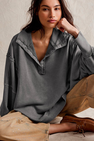 Collared Bishop Neckline Oversized Top