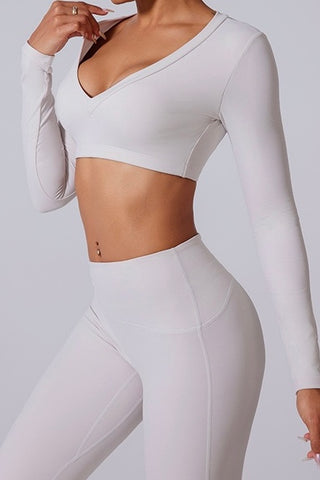 V-Neck Long Sleeve Crop Top