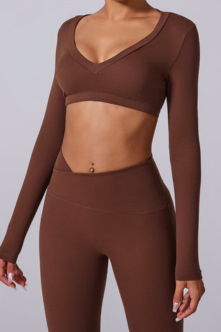 V-Neck Long Sleeve Crop Top