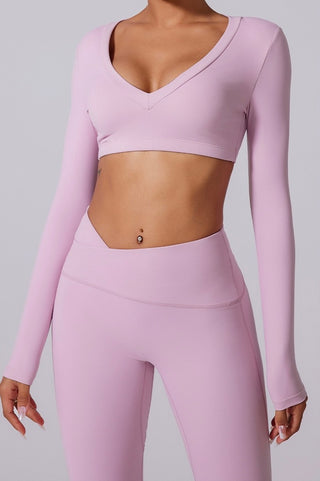 V-Neck Long Sleeve Crop Top