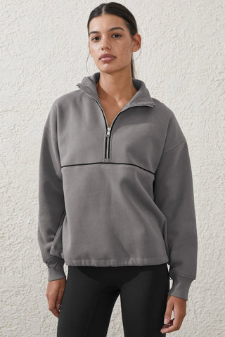 Zip Front Collared Sweatshirt