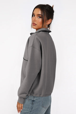 Zip Front Collared Sweatshirt