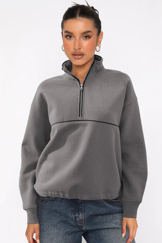 Zip Front Collared Sweatshirt