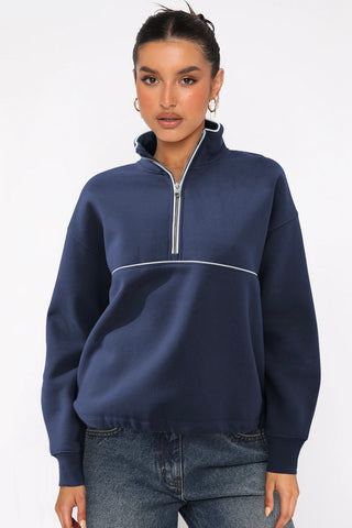 Zip Front Collared Sweatshirt