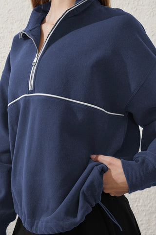 Zip Front Collared Sweatshirt