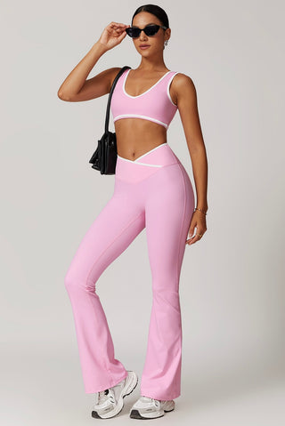 Contrast Trim Crossover Flare Legging