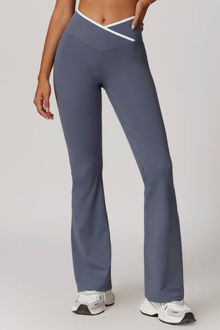 Contrast Trim Crossover Flare Legging