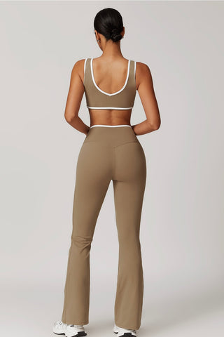 Contrast Trim Crossover Flare Legging