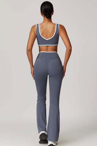 Contrast Trim Crossover Flare Legging