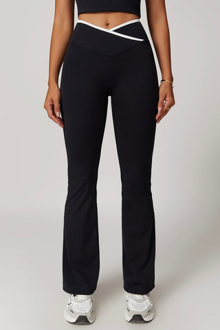 Contrast Trim Crossover Flare Legging