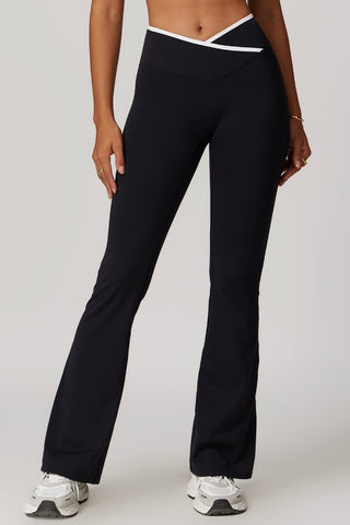 Contrast Trim Crossover Flare Legging