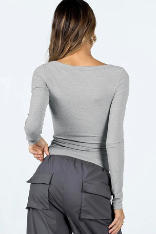 Ribbed Square Neck Long Sleeve