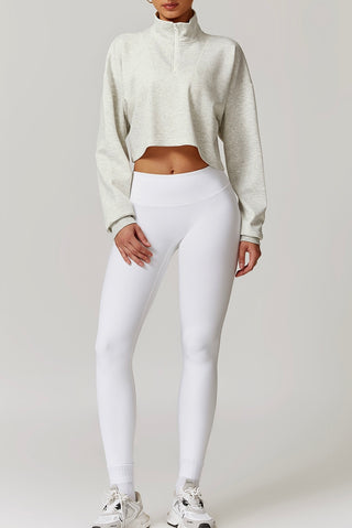 High Neck Half-Zip Crop Sweatshirt