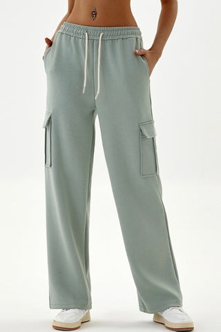 Ribbed Waistband Straight Cut Pant