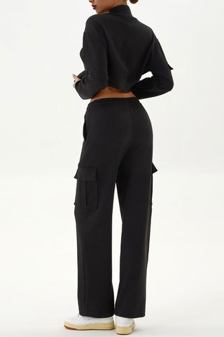 Ribbed Waistband Straight Cut Pant