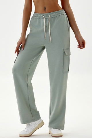 Ribbed Waistband Straight Cut Pant